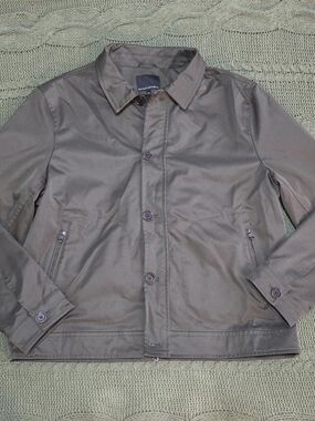 Banana Republic Sleek Coat Jacket Collared Water Resistant Dark Olive Green
